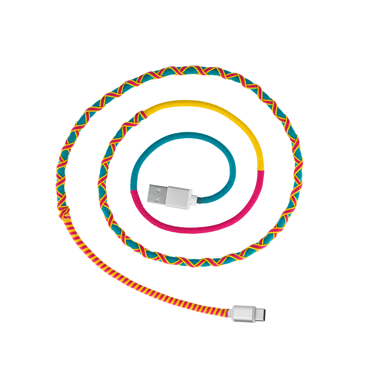 Câble De Charge USB 2en1 Pusheen - Ports Lightning Et Micro-USB - Pendentif Turquoise - À Accrocher Sur Sac, Clés - Pour IPhone Et Android