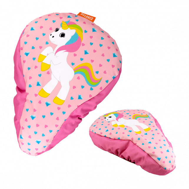 Protège selle de vélo enfant - Happy Rider - Licorne Rose - Pylones