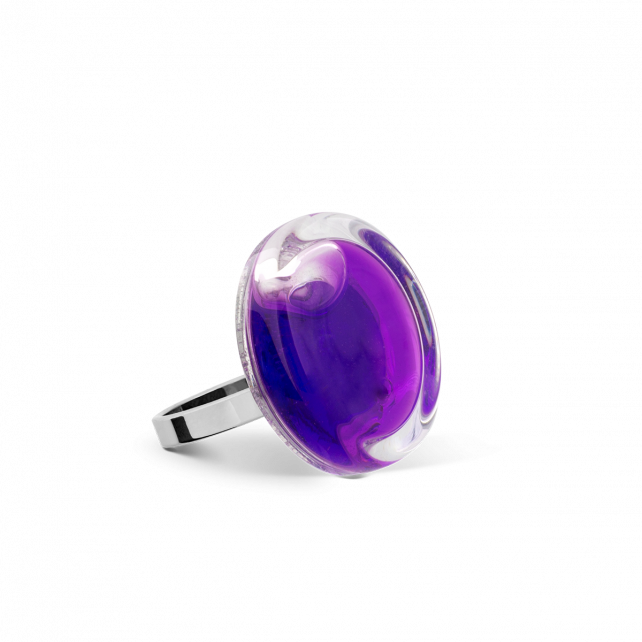 Bague en verre soufflée - Cachou Nano Transparent