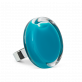 28654 - Bague en verre soufflée - Cachou Medium Milk - Turquoise