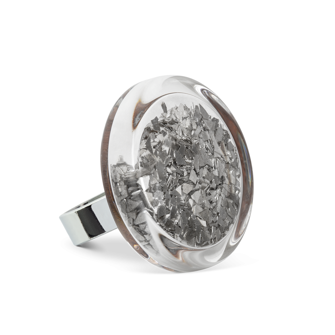 Glass ring Cachou Medium Paillettes Silver Pylones