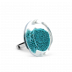 28836 - Bague en verre soufflée - Cachou Mini Billes - Turquoise
