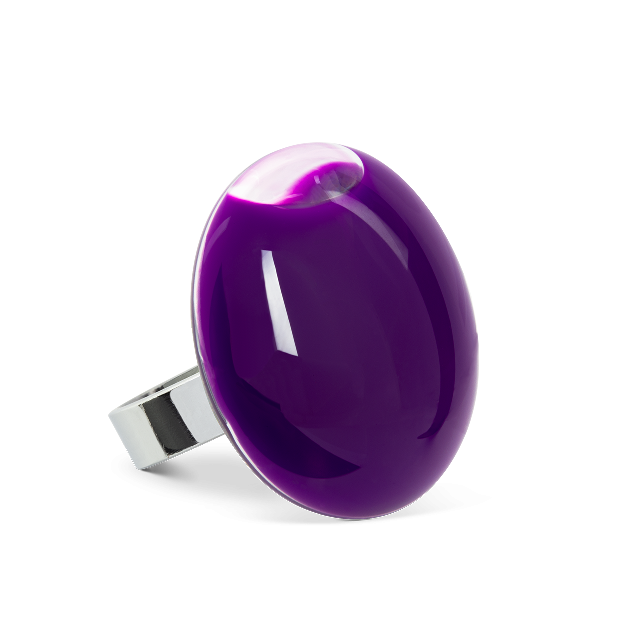 Bague en verre Galet Medium Milk Violet Fonc Pylones