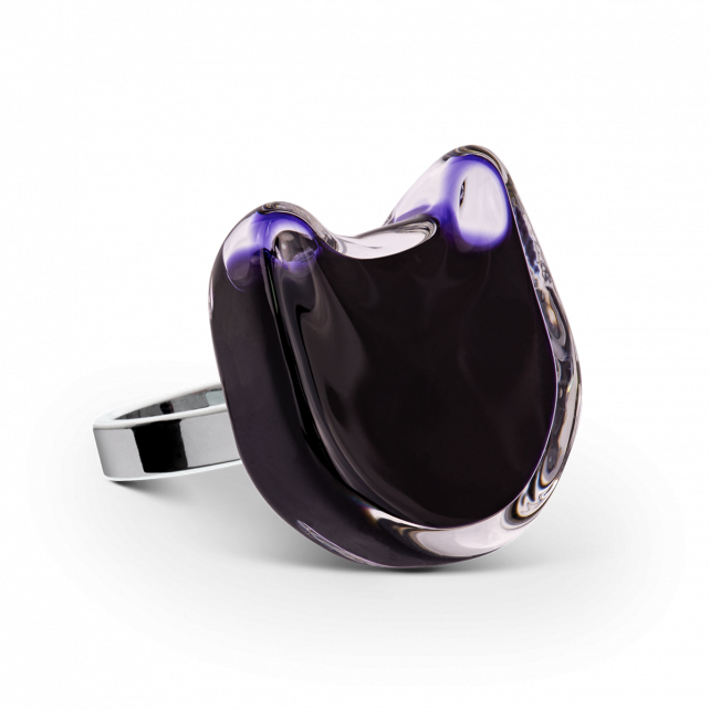 Bague en verre Chat Medium Milk Noir Pylones
