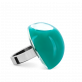 28782 - Glass ring - Dome Medium Milk - Turquoise