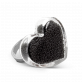 32598 - Anillo de vidrio soplado - Coeur Medium Billes - Noir