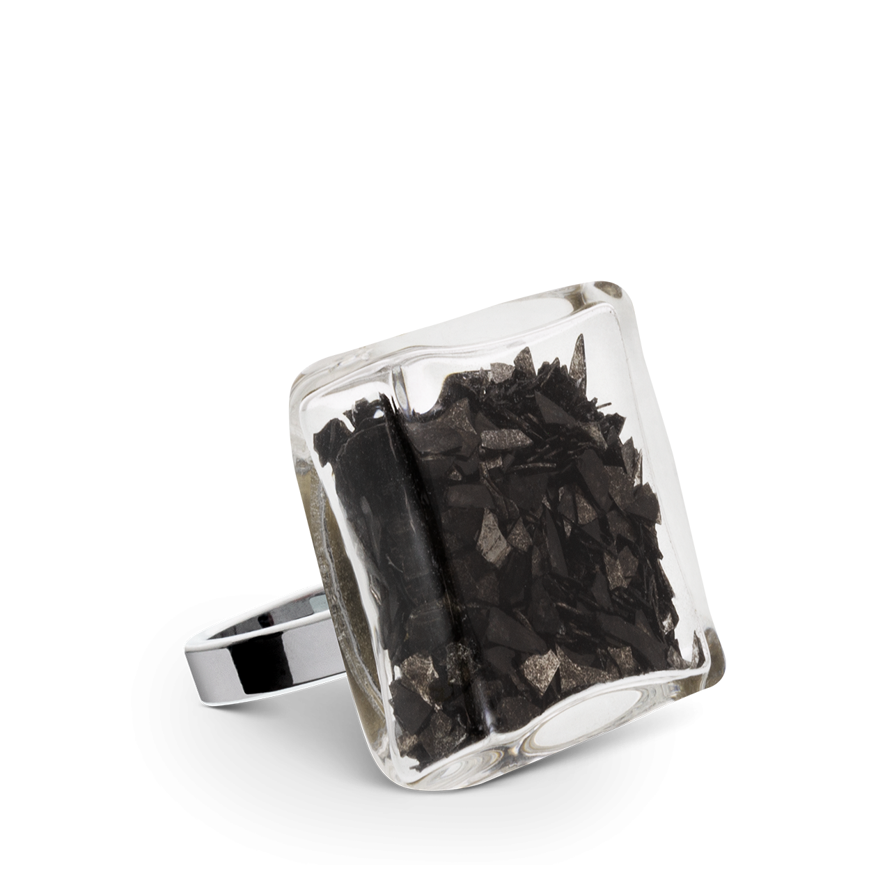 Glass ring Carré Medium Paillettes Black Pylones