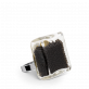 28895 - Bague en verre soufflée - Carré Mini Billes - Noir