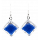 29132 - Hook earrings - Carré Billes - Bleu Foncé