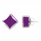 29101 - Boucles d\'oreilles clou en verre soufflées - Carré Milk - Violet foncé