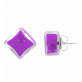 29101 - Boucles d\'oreilles clou en verre soufflées - Carré Milk - Violet