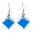 29083 - Boucles d\'oreilles crochet en verre soufflées - Carré Milk - Bleu roi