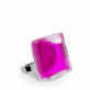 28862 - Bague en verre soufflée - Carré Mini Transparent - Rose