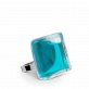 28862 - Bague en verre soufflée - Carré Mini Transparent - Turquoise
