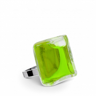 Bague en verre soufflée - Carré Mini Transparent