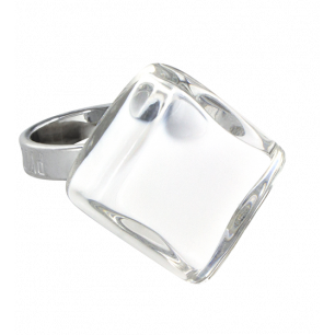 Glass ring - Losange Nano Milk