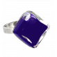 30710 - Bague en verre soufflée - Losange Nano Milk - Bleu Foncé