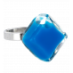 30710 - Bague en verre soufflée - Losange Nano Milk - Bleu roi