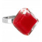 30710 - Bague en verre soufflée - Losange Nano Milk - Rouge foncé
