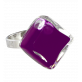 30710 - Bague en verre soufflée - Losange Nano Milk - Violet foncé