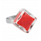 30730 - Bague en verre soufflée - Losange Nano Billes - Rouge