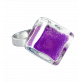 30730 - Bague en verre soufflée - Losange Nano Billes - Violet