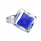 30730 - Bague en verre soufflée - Losange Nano Billes - Bleu Foncé