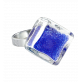 30730 - Bague en verre soufflée - Losange Nano Billes - Bleu Foncé