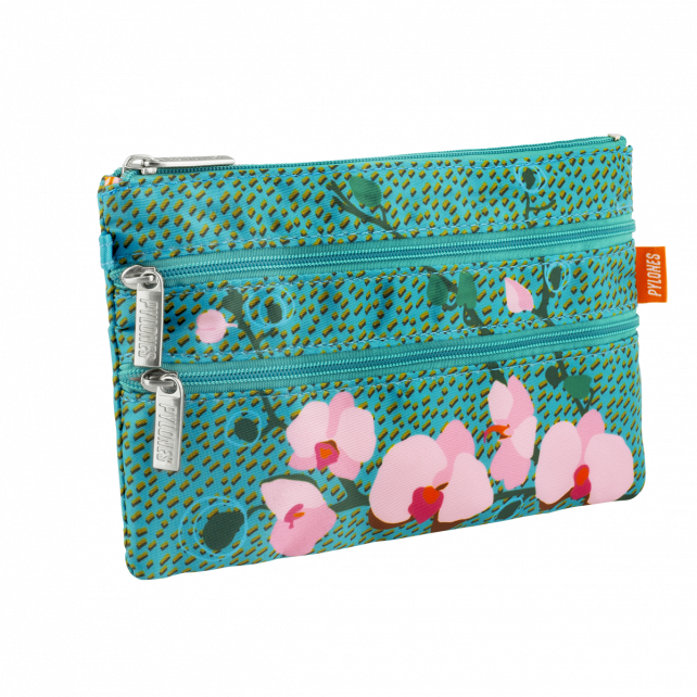 Pochette Pylones 3 Cerniere - Pratica Porta Oggetti In Poliestere, 20x13 Cm, Blu Orchidea