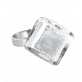 30730 - Bague en verre soufflée - Losange Nano Billes - Cristal