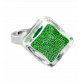 30730 - Bague en verre soufflée - Losange Nano Billes - Vert