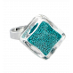 30730 - Bague en verre soufflée - Losange Nano Billes - Turquoise