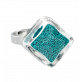 30730 - Bague en verre soufflée - Losange Nano Billes - Turquoise