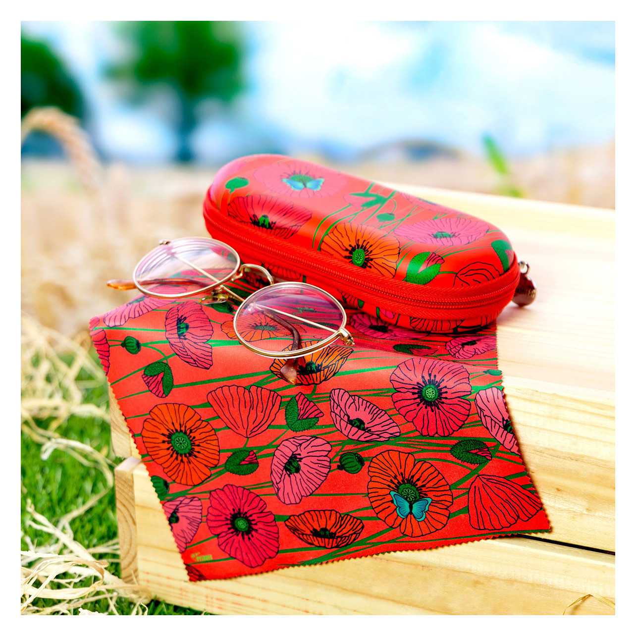 Etui bo te lunettes rigide Voyage Coquelicots Pylones