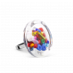 28836 - Bague en verre soufflée - Cachou Mini Billes - Multicolore