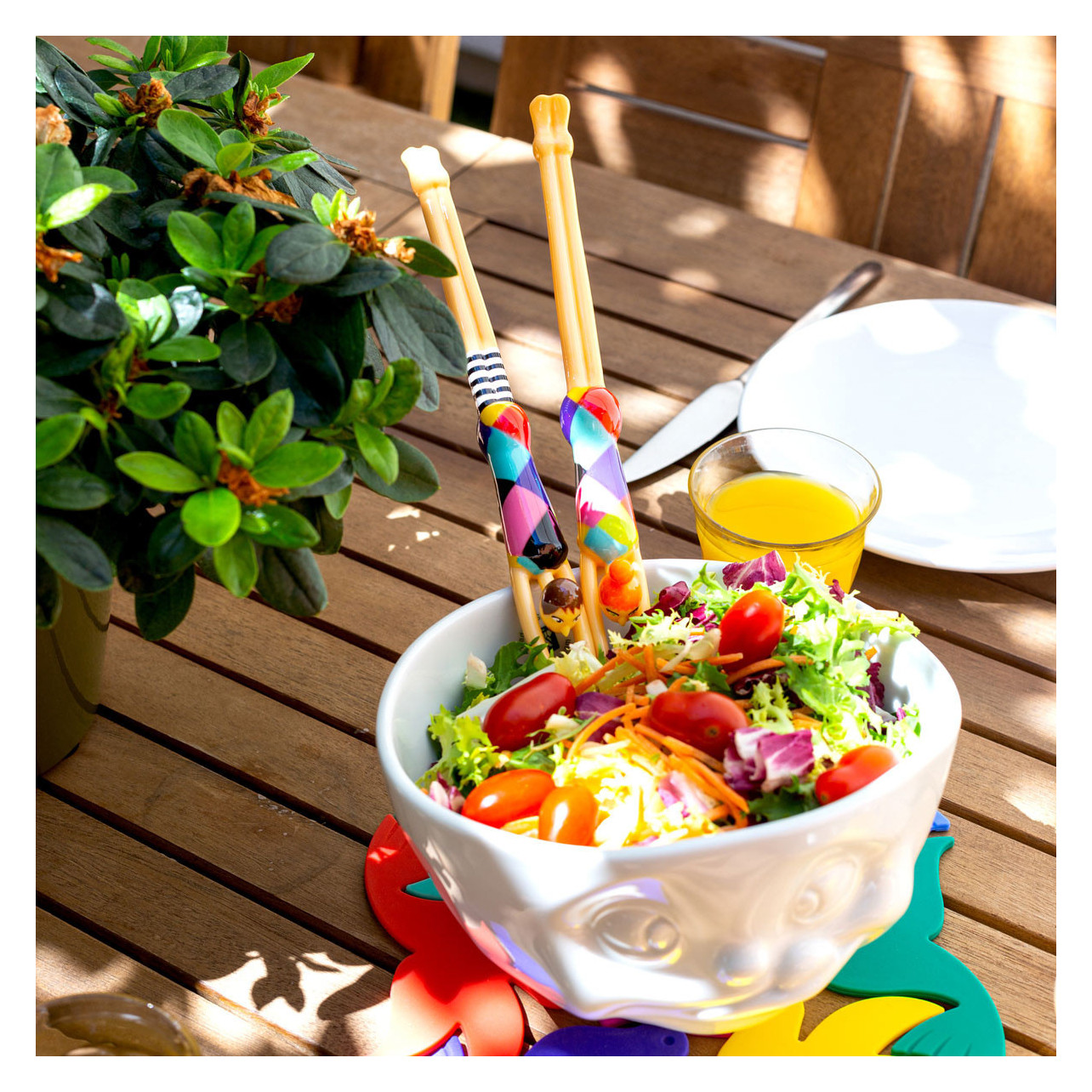 Salad servers design original - Quelle Salade - Arlequin - Pylones