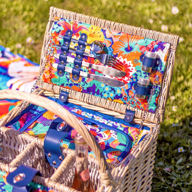 Panier de pique-nique Red Burlington, Plaid, panier de pique-nique de  collection, poignées en métal de couleur moutarde, excellent état, peint à  lintérieur -  France