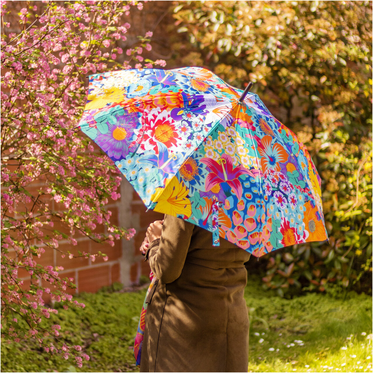 XCBVS Ombrello A Manico Dritto, Ombrello A Bastone Automatico Grande A 24 Coste, Ombrello Da Viaggio Portatile Per Uomini E Donne, Da Usare Sotto La Pioggia O Il Sole,Arancia - Foto 6