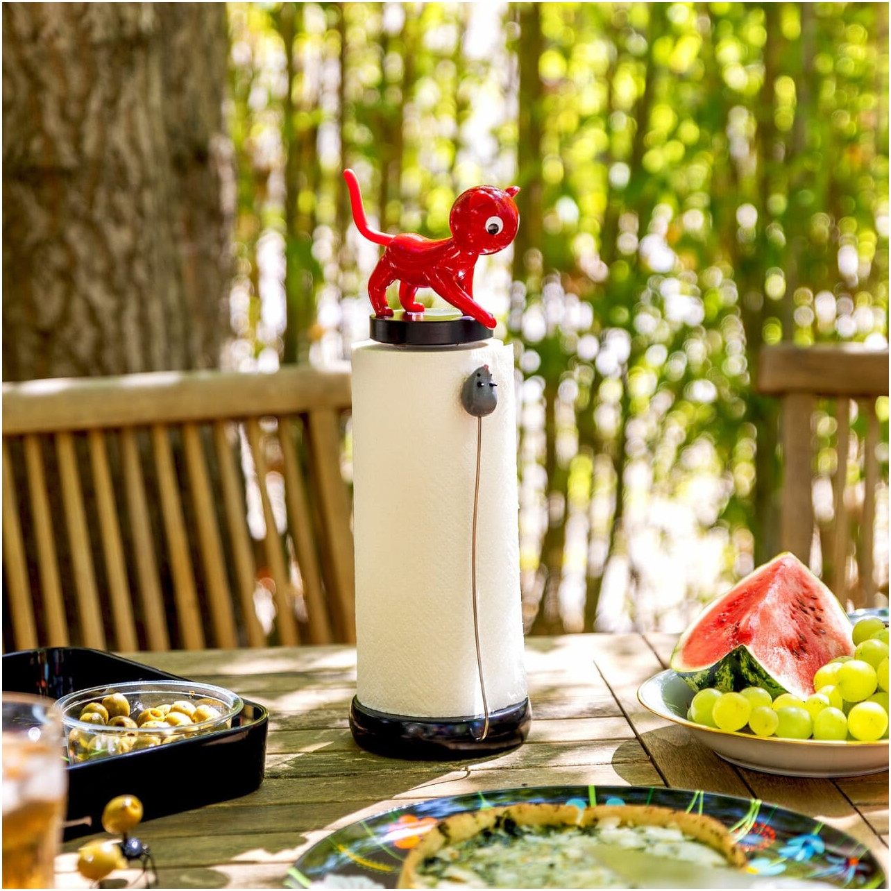 Distributeur Essuie-tout Pylones Chat Et Souris - Blanc - Design Fun - Pour Cuisine