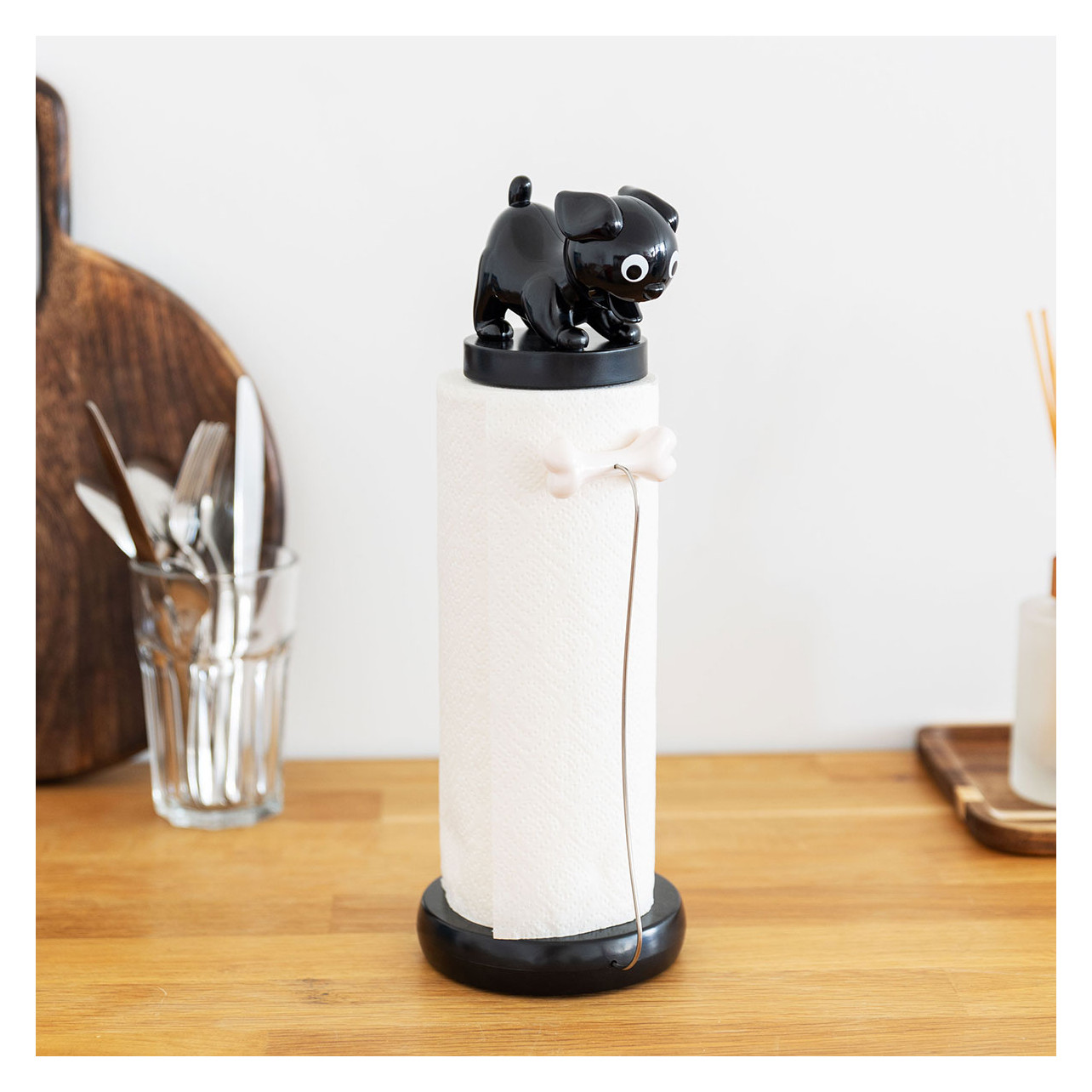 Kitchen roll dispenser Clean'up Black Pylones