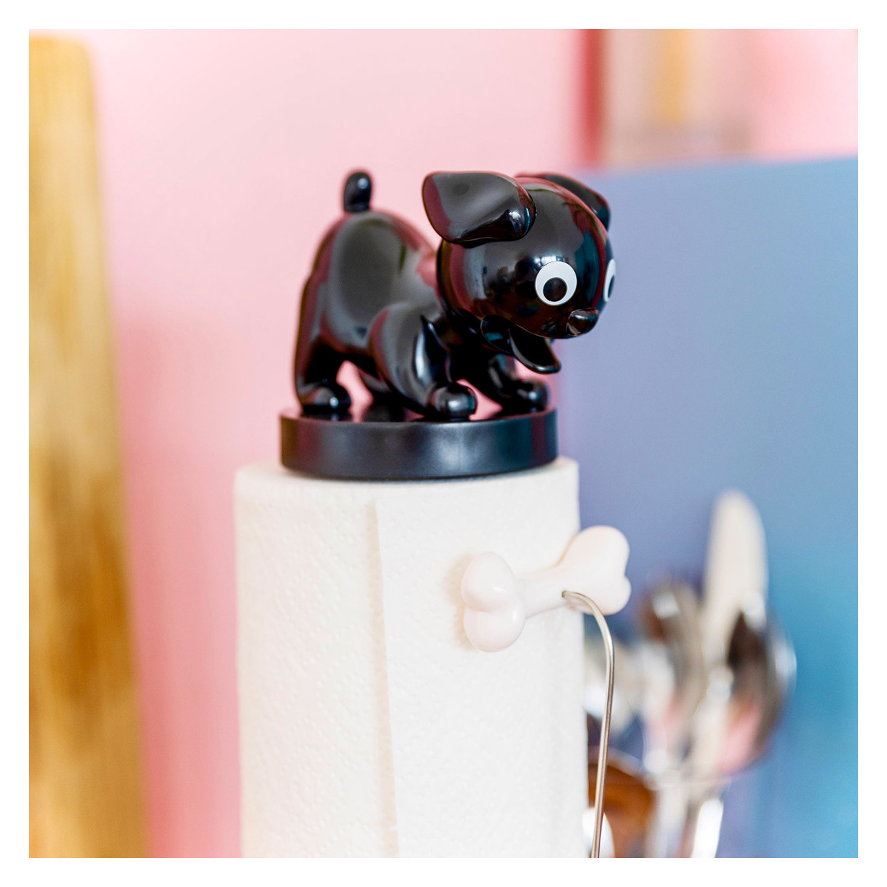 Kitchen roll dispenser Clean'up Black Pylones