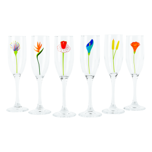 Set of 6 Champagne glasses - Champ de fleurs