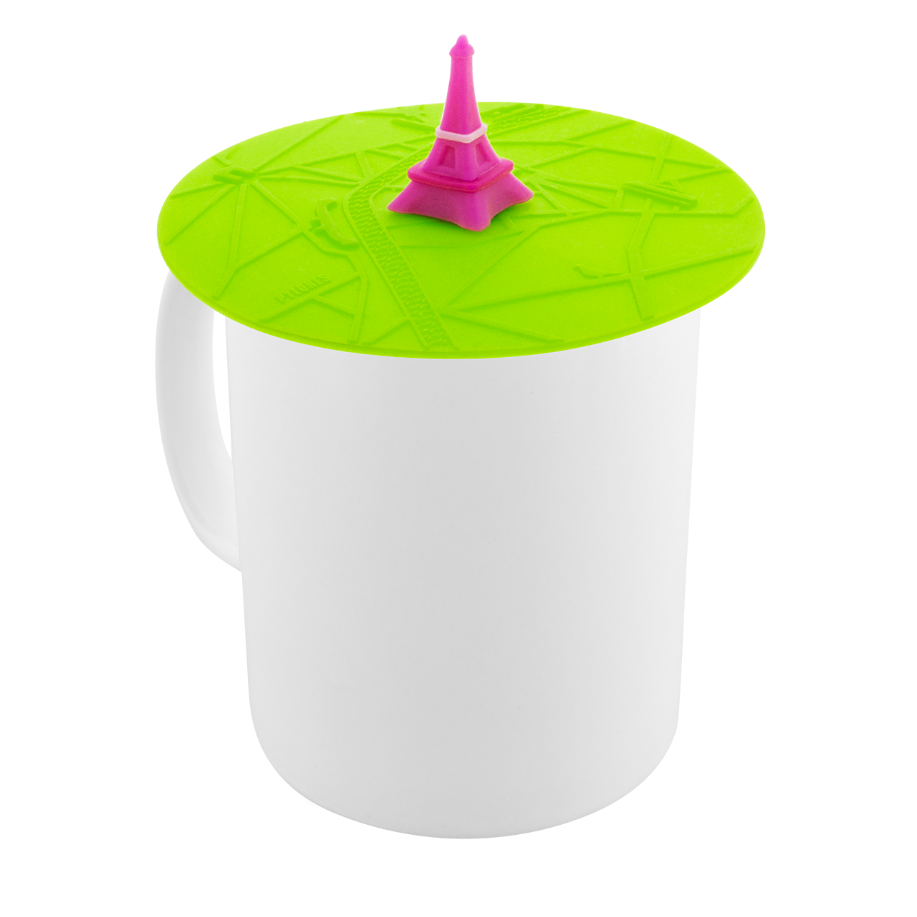 Couvercle De Mug En Silicone Bienauchaud - Motif Tour Eiffel Bleu Blanc Rouge, 10 Cm