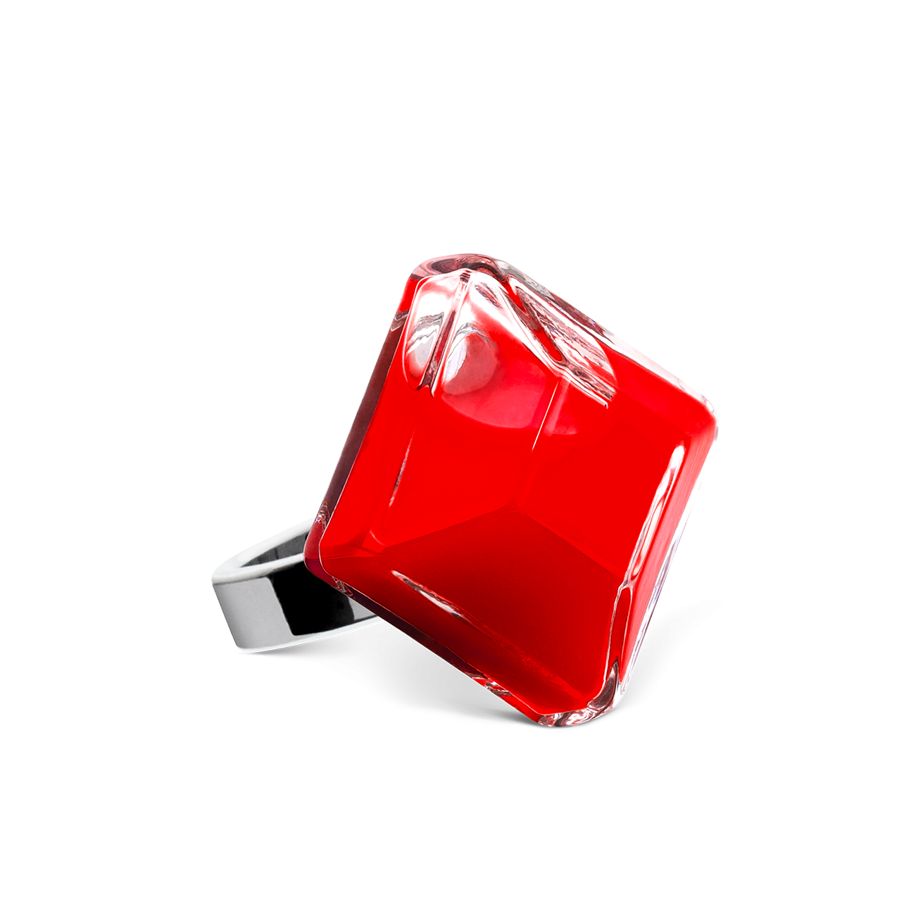 Glass ring Gaia Medium Milk Dark Red Pylones