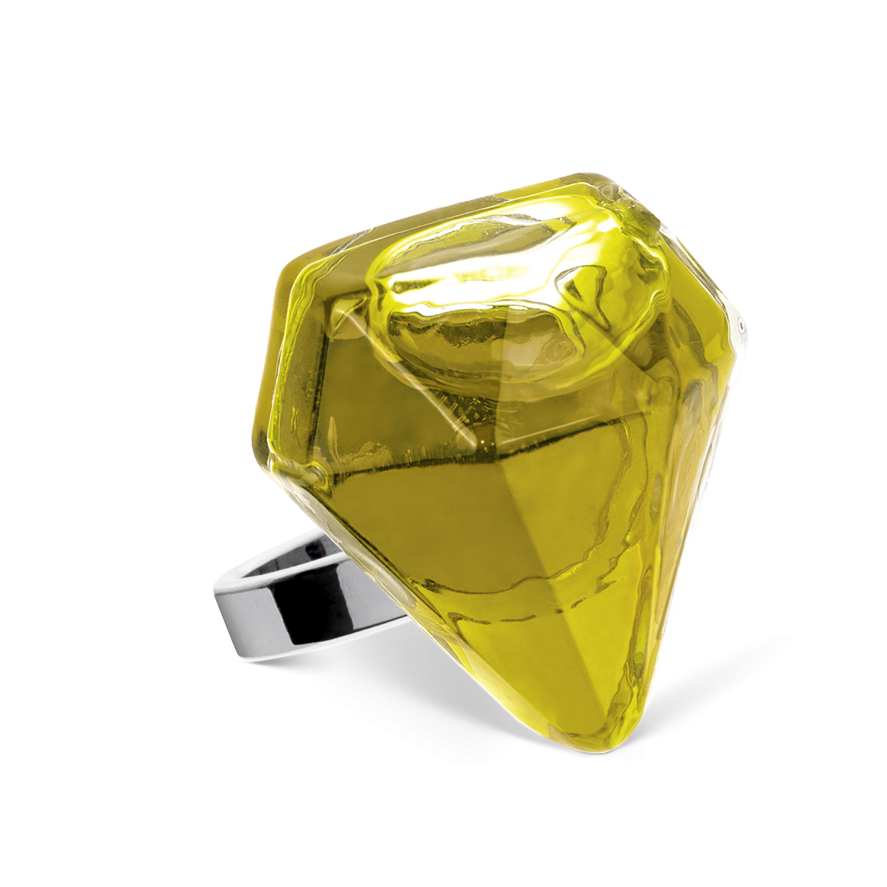Glass ring Diamant Medium transparent Yellow Pylones