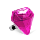 39663 - Bague en verre soufflée - Diamant Medium transparent - Fushia