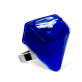 39663 - Bague en verre soufflée - Diamant Medium transparent - Bleu Foncé