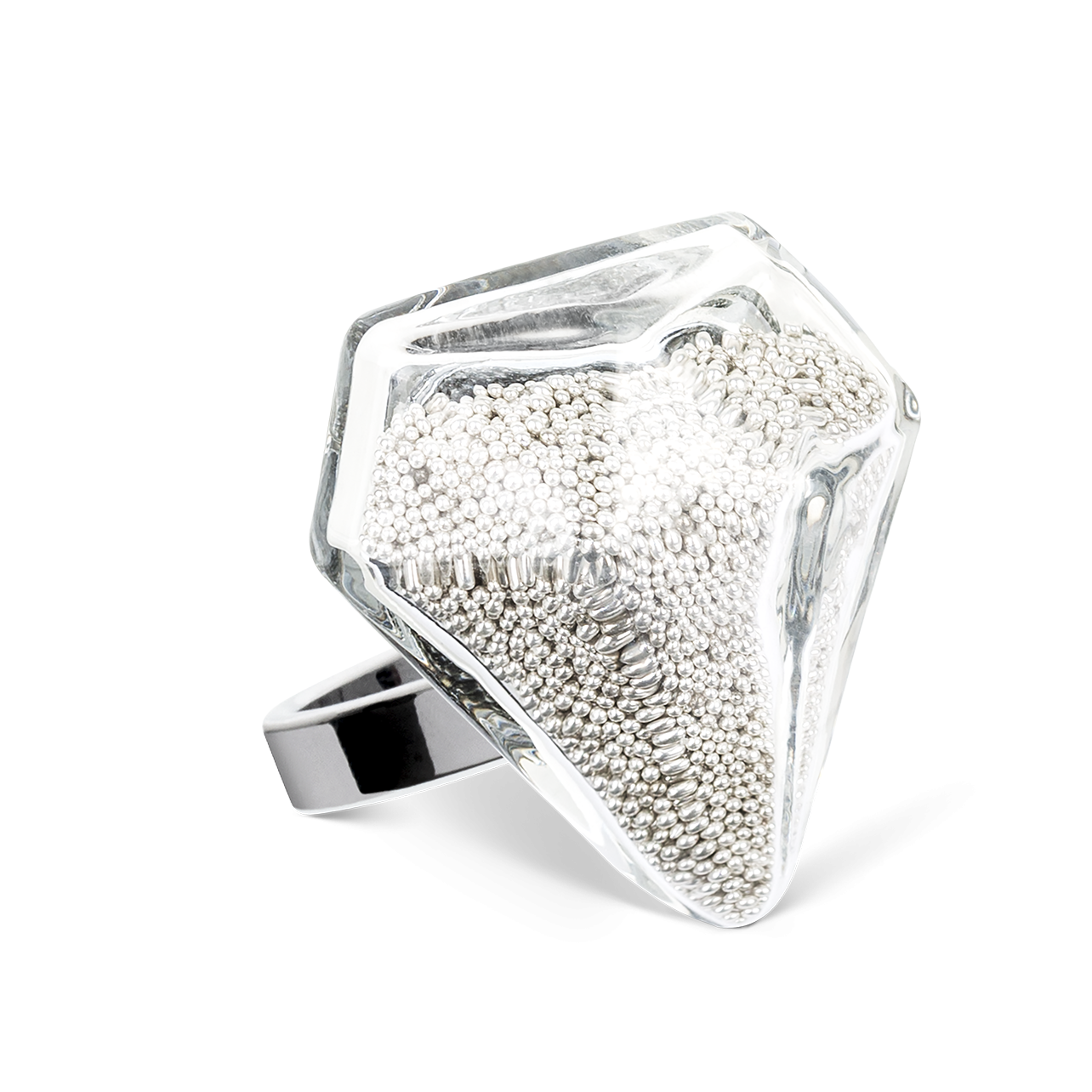 Glass ring Diamant Medium Billes Silver Pylones