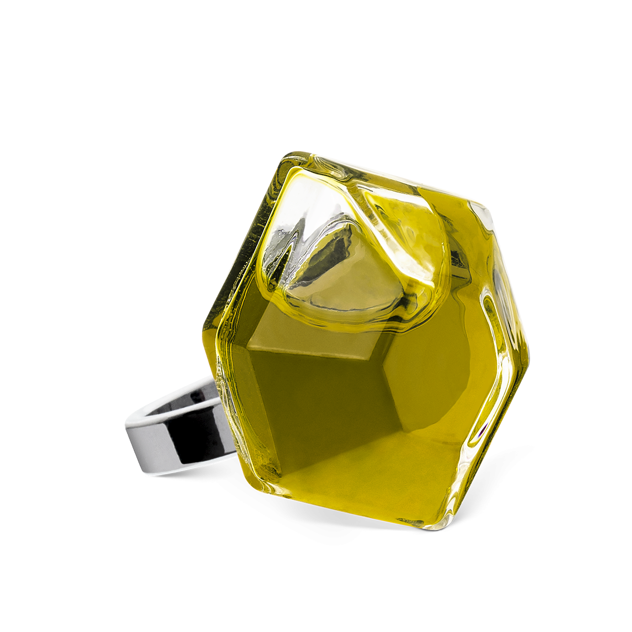 Glass ring Energie Medium transparent Yellow Pylones