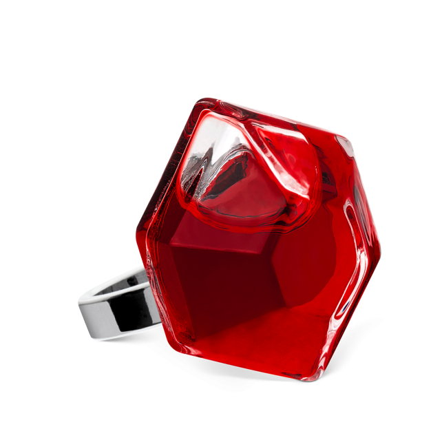 Red glass ring store